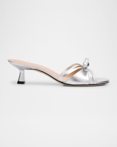 Stuart Weitzman Felicity 50 Bow-Top Slide Sandals