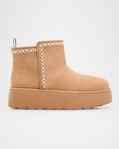 Stuart Weitzman Nellie Pearly Suede Flatform Winter Booties