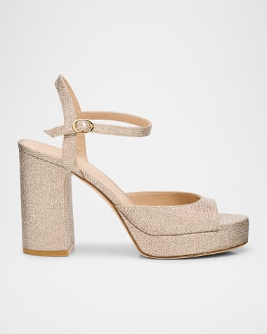 Stuart Weitzman Dayna Shimmer Ankle-Strap Platform Sandals