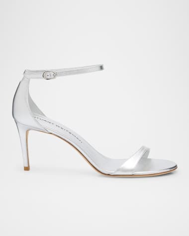 Stuart Weitzman Nudist II Metallic Ankle-Strap Sandals