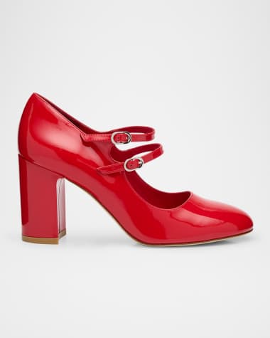 Stuart Weitzman Posh Patent Leather Mary Jane Ballerina Pumps