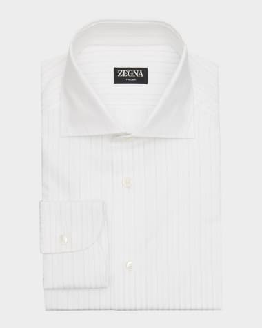 ZEGNA Men's Trecapi Cotton Stripe Dress Shirt