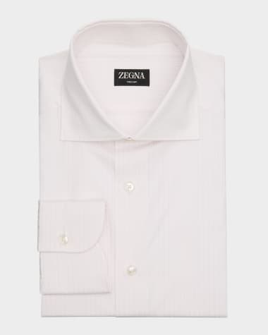 ZEGNA Men's Multi-Stripe Trecapi Cotton Dress Shirt