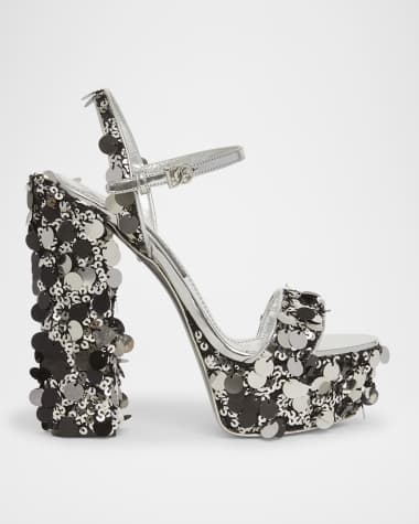 Dolce&Gabbana Keira Metallic Sequin Platform Sandals