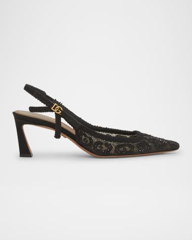 Dolce&Gabbana Crystal Lace Slingback Pumps