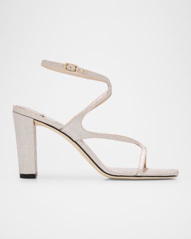 Jimmy Choo Azie Glitter Ankle-Strap Sandals