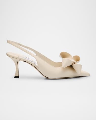 Jimmy Choo Staz Leather Bow Slingback Pumps
