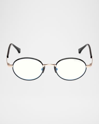 TOM FORD Men's Metal Round Blue-Block Optical Frames