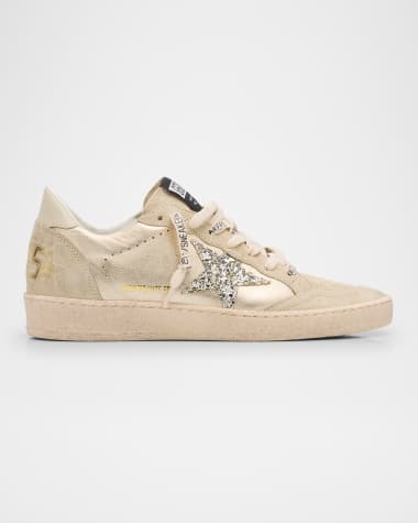Golden Goose Ballstar Metallic Glitter Low-Top Sneakers