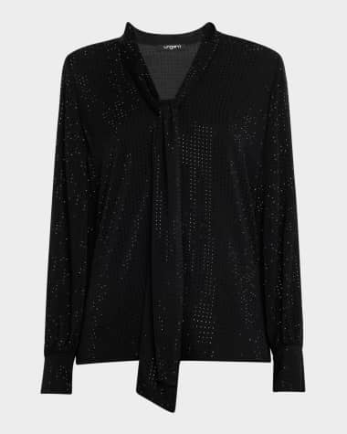 Ungaro Tie-Neck Rhinestone Blouse