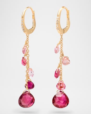 Marco Bicego 18K Yellow Gold Single-Strand Pink Tourmaline Earrings and Diamond Accent