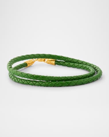 Buddha Mama 20K Faux Leather Cord Necklace in Army Green