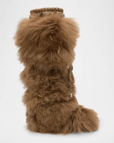 Moncler Gaia Shaggy Shearling Tall Snow Boots