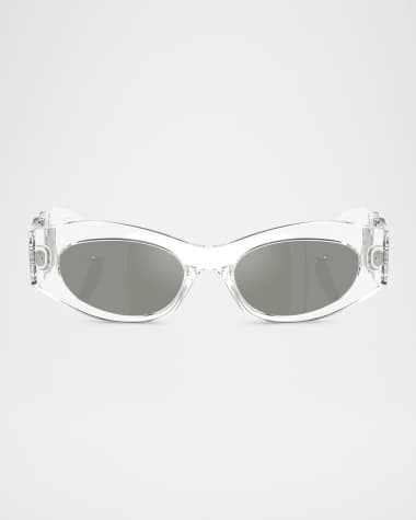 Versace Medusa Embellished Oval Plastic Sunglasses, 51MM