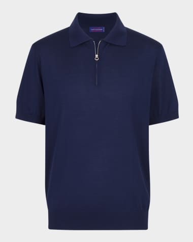 Stefano Ricci Men's Quarter-Zip Short-Sleeve Polo Sweater