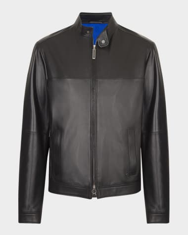 Stefano Ricci Men's Leather Moto Jacket