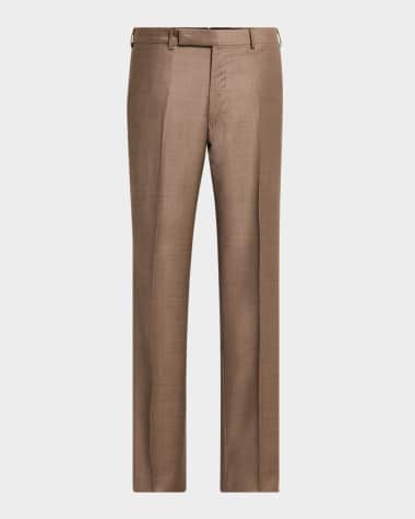 ZEGNA Men's Trofeo Sharkskin Flat-Front Trousers