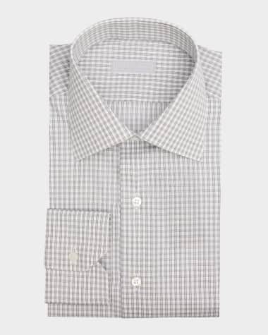 Stefano Ricci Men's Cotton Micro-Check Dress Shirt
