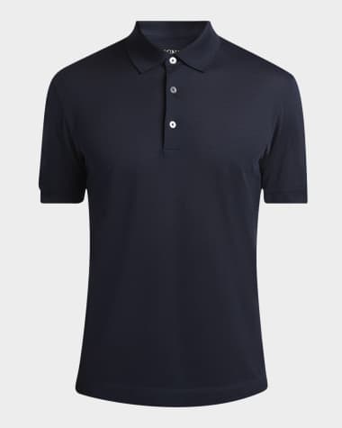 ZEGNA Men's Cotton and Silk Polo Shirt