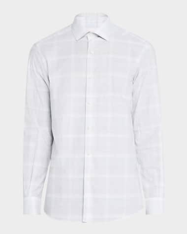 ZEGNA Men's Cotton Macro-Check Sport Shirt