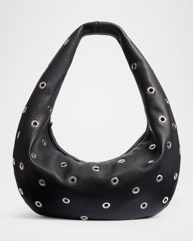 Khaite Olivia Medium Grommet Pebbled Calfskin Hobo Bag