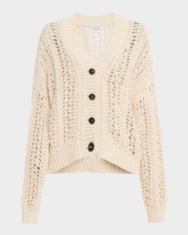 Brunello Cucinelli Cotton Springtime Net Button Front Cardigan