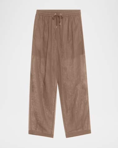 Brunello Cucinelli Drawstring Cotton Gauze Track Pants