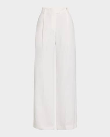 Brunello Cucinelli Wide-Leg Fluid Linen Twill Tailored Pants