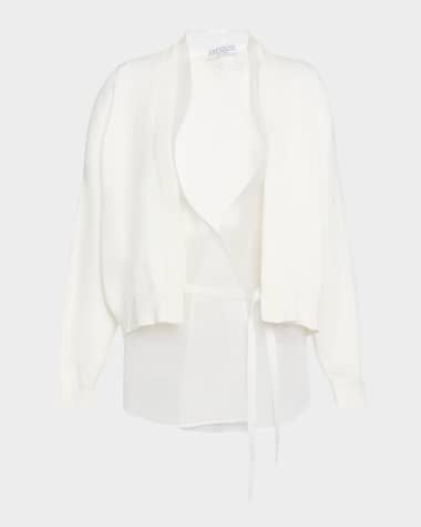 Brunello Cucinelli Layered Golf Cotton Organza Cardigan