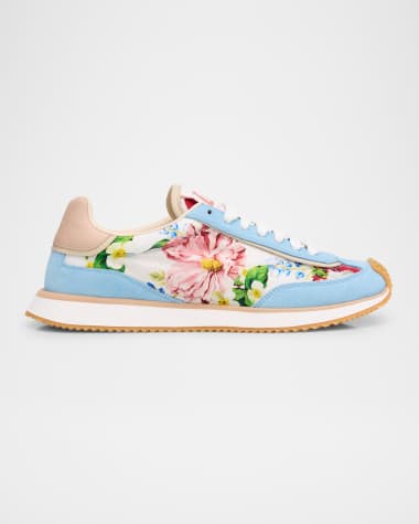 Dolce&Gabbana Aria Floral Nylon and Leather Low-Top Sneakers
