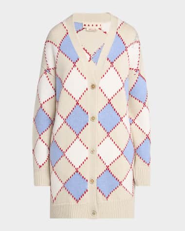Marni Argyle Oversized Wool Cardigan