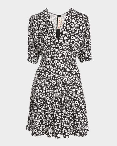 Marni Printed Gathered Mini Dress