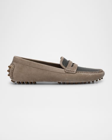 Brunello Cucinelli Monili Suede Penny Driving Shoes