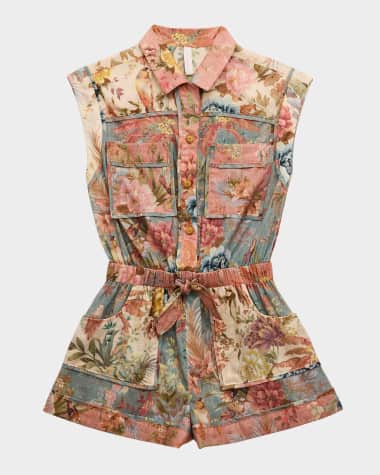 Zimmermann Girl's Tallow Floral-Printed Playsuit, Size 2-12