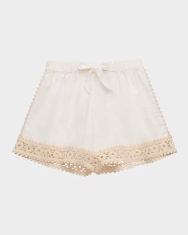 Zimmermann Girl's Wylie Scallop Trim Shorts, Size 4-12