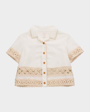 Zimmermann Girl's Wylie Scallop Trim Shirt, Size 4-12