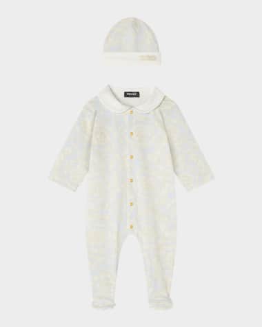 Versace Kid's Barocco Jumpsuit and Beanie Set, Size 3M-9M