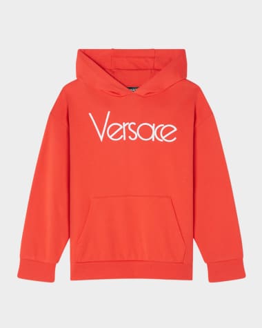 Versace Kid's Embroidered Vintage Logo-Print Hoodie, Size 6-14