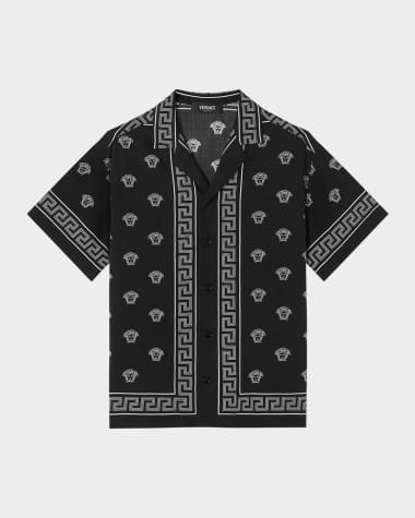 Versace Boy's Bandana-Inspired Button Down Shirt, Size 6-14