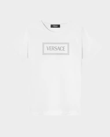 Versace Kid's Damier Logo-Print T-Shirt, Size 6-14