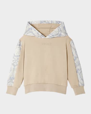 Versace Boy's Logo-Print Hoodie W/ Barocco-Trim, Size 12M-4