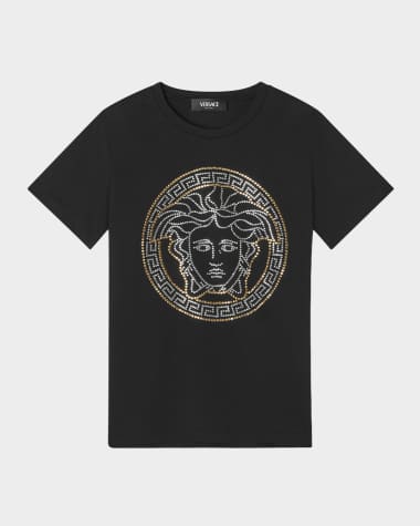 Versace Kid's Bicolor Studded Medusa T-Shirt, Size 6-14
