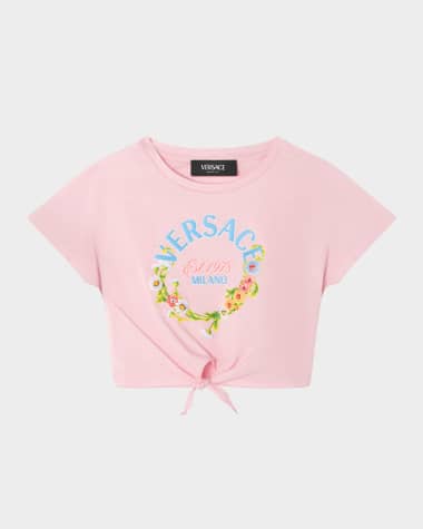 Versace Girl's Floral & Logo-Print Knotted T-Shirt, Size 12M-4