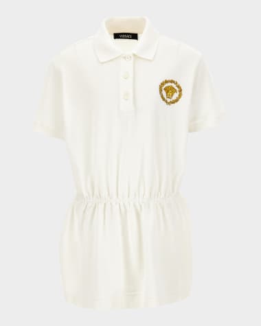 Versace Girl's Pique Polo Dress W/ Medusa Emblem
