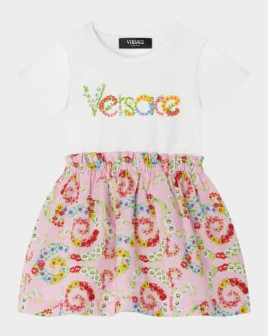 Versace Girl's Combo Logo-Print Jersey Dress, Size 12M-4