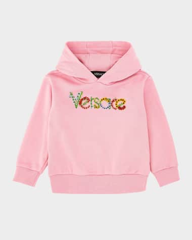 Versace Girl's Floral Vintage Logo-Print Hoodie, Size 12M-4