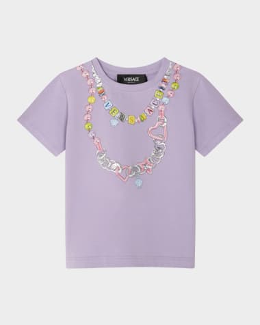 Versace Girl's Logo-Print Necklace Graphic T-Shirt, Size 12M-4