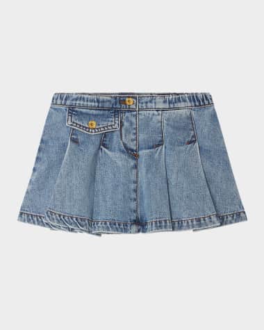 Versace Girl's Pleated Denim Skirt, Size 12M-4