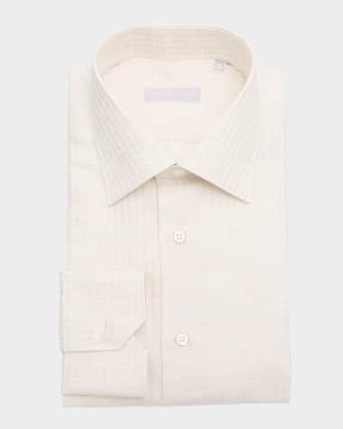 Stefano Ricci Men's Cotton, Silk and Linen Stripe Dress Shirt