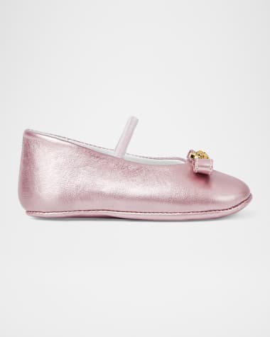 Versace Girl's Gianni Ribbon Ballerina Flats, Baby